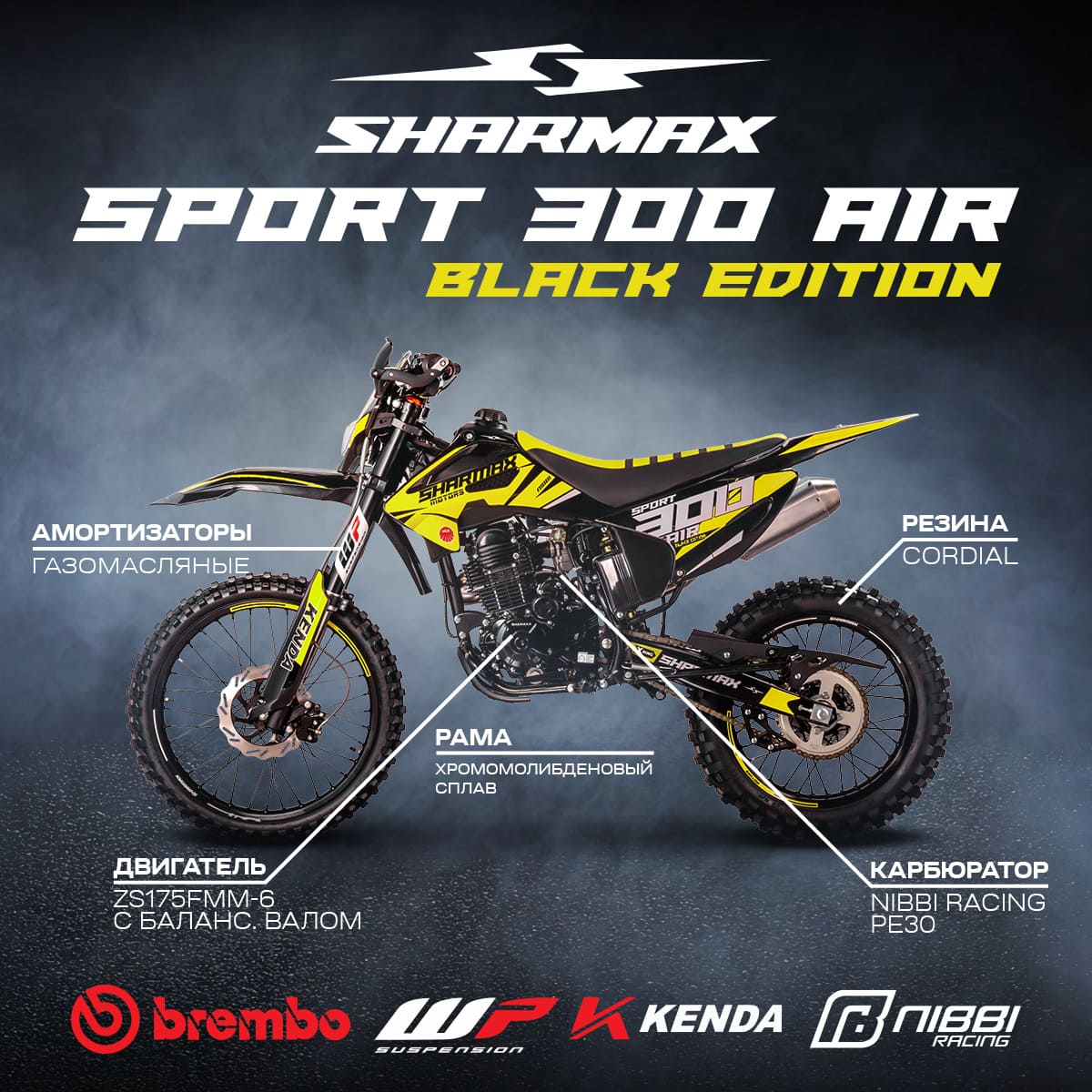 Купить Мотоцикл кроссовый эндуро SHARMAX Sport Air 300 BE 2025 в Москве фото2