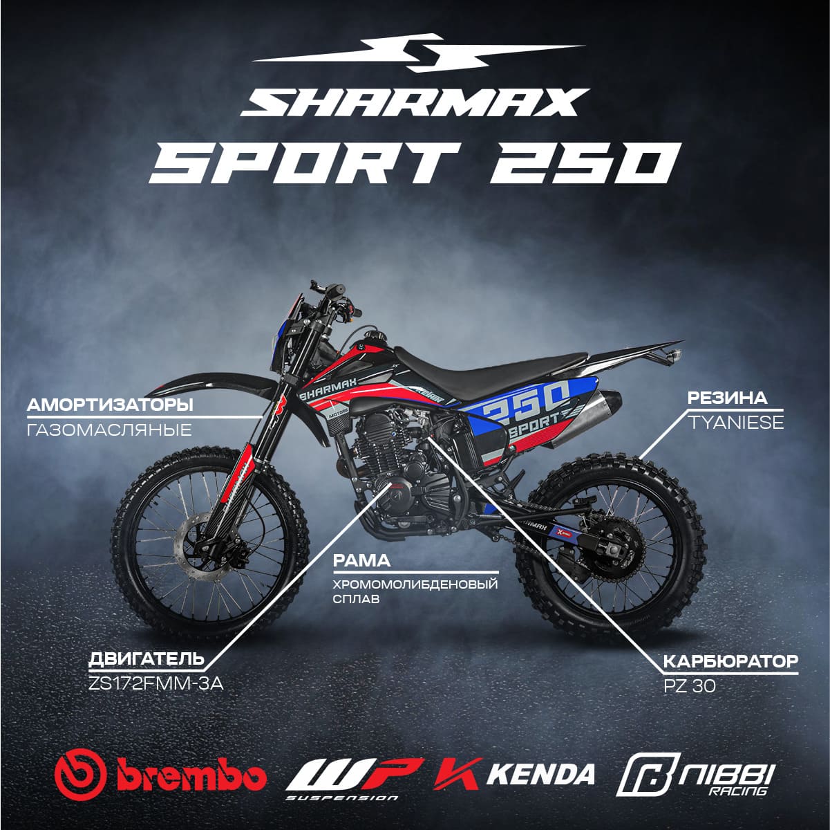 Купить Мотоцикл кроссовый эндуро SHARMAX Sport 250 (камуфляж) в Москве фото2