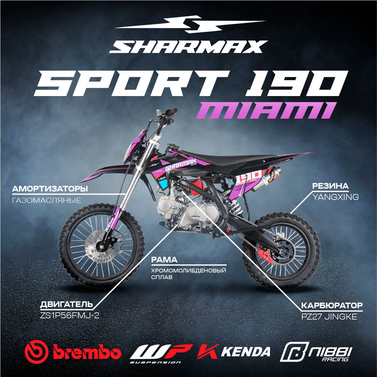 Купить Мотоцикл питбайк SHARMAX Sport 190 Miami в Москве фото2