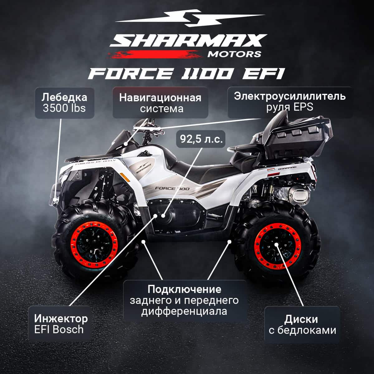 Купить Квадроцикл SHARMAX Force 1100 с ПСМ в Москве фото8