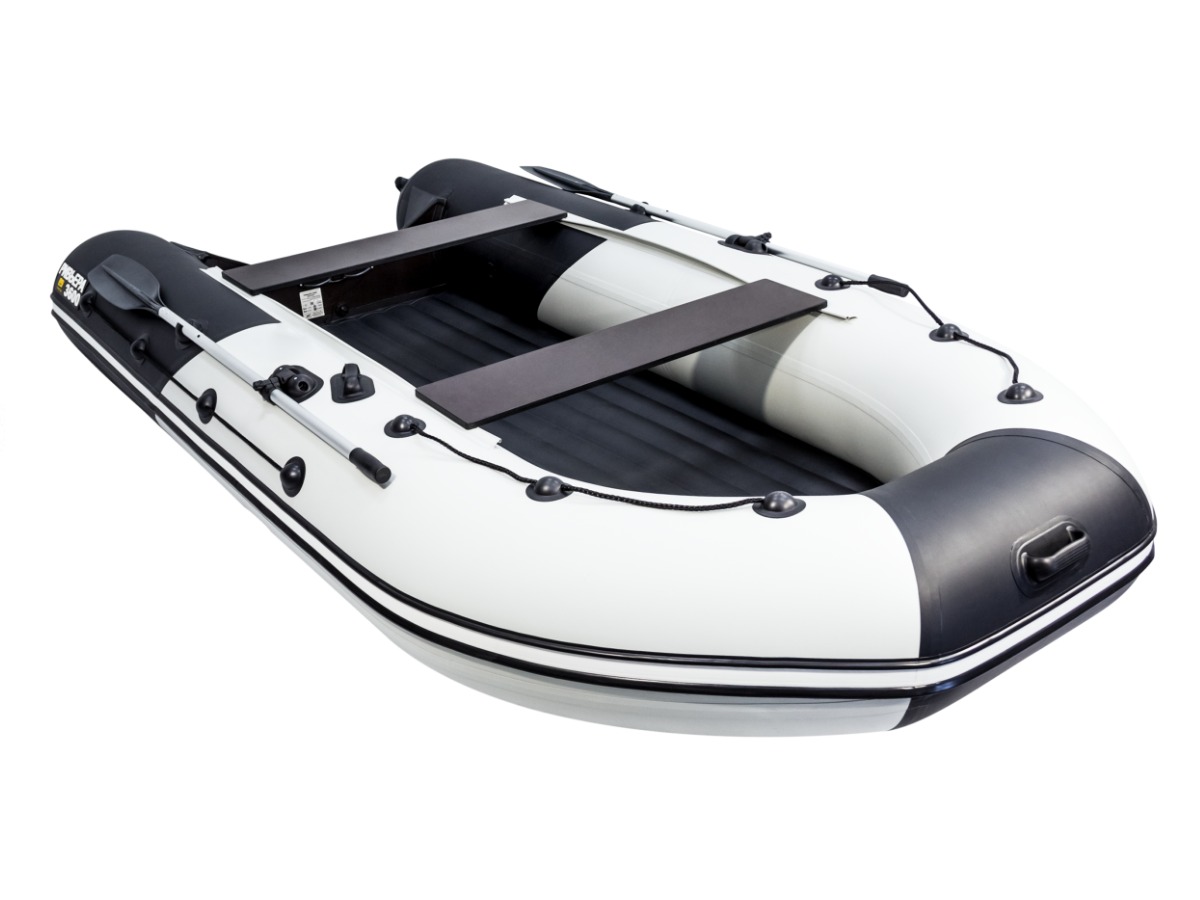 Купить Лодка ПВХ РИВЬЕРА 3600 килевое надувное дно "комби" светло-серый/черный в Москве фото2