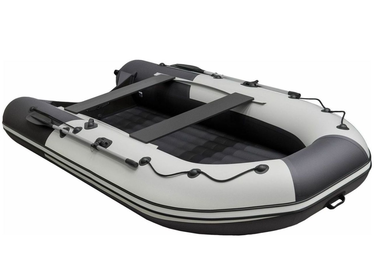 Купить Лодка ПВХ РИВЬЕРА 3800 килевое надувное дно "комби" светло-серый/черный в Москве фото3