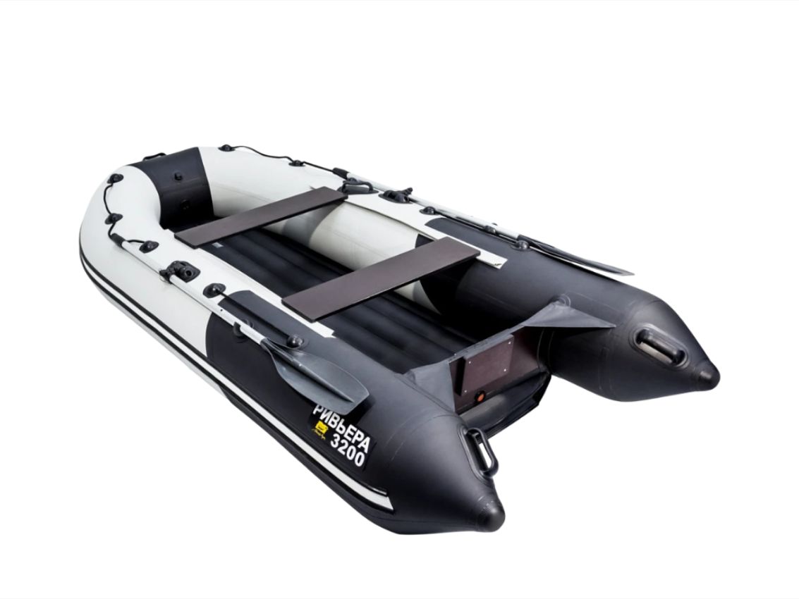 Купить Лодка ПВХ РИВЬЕРА Компакт 3200 нднд "комби" светло-серый/черный в Москве