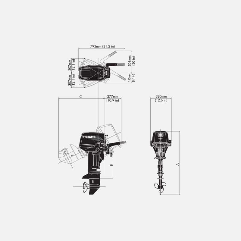 Купить 2х-тактный лодочный мотор TOHATSU M 9.8 B S в Москве фото2